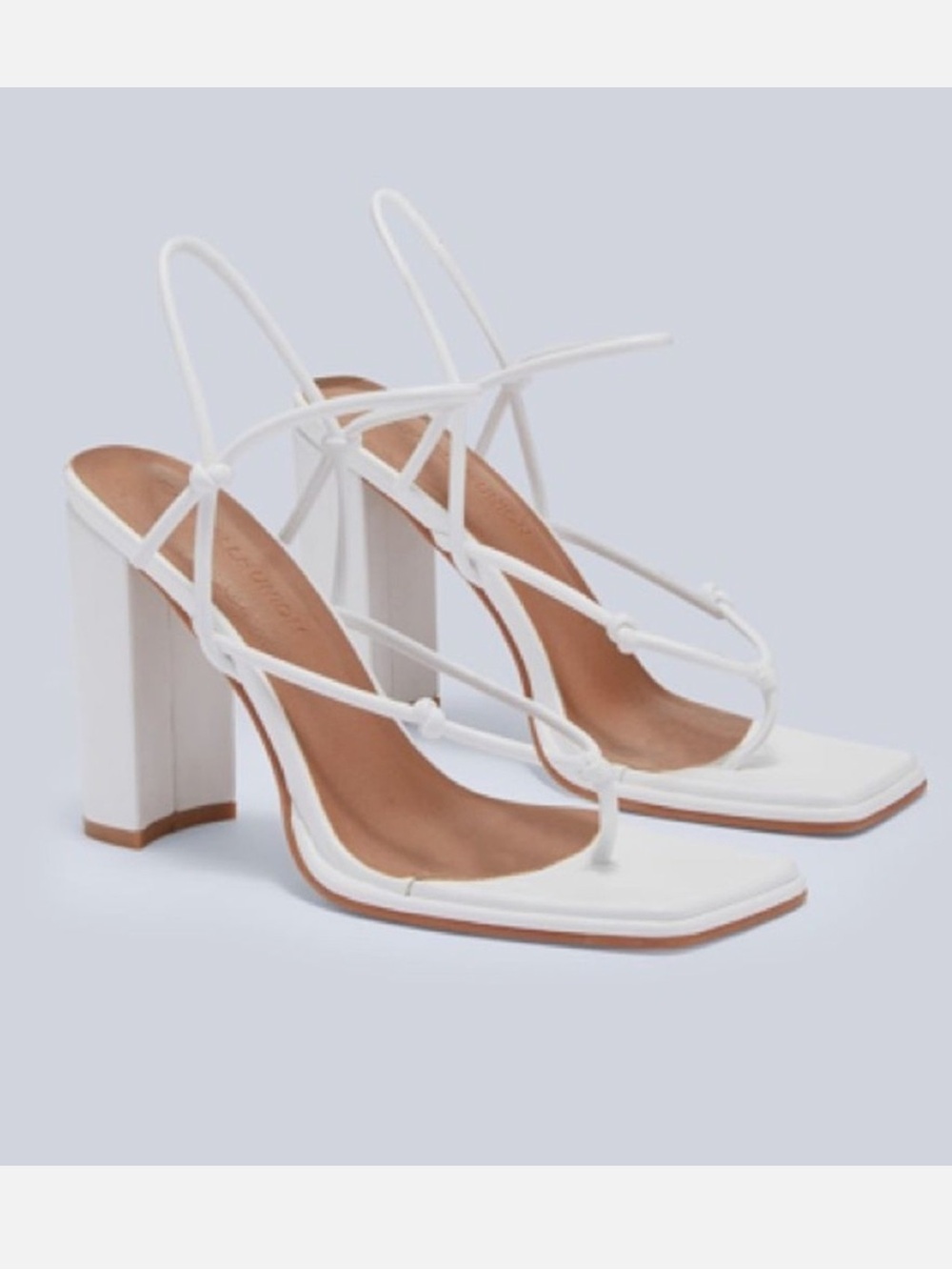 White Strappy Block Heel Sandals